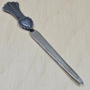 Vintage Metzke Pewter 1982 Letter opener3D heart plume design handle pewter